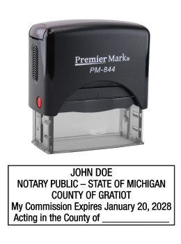 Michigan Notary Rubber Stamp - Complies to Michigan notary requirements. Premium Quality and thousands of initial impressions. Quick Production!