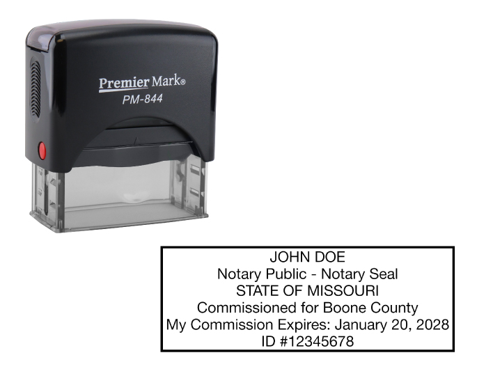 Missouri Notary Rubber Stamp - Complies to Missouri notary requirements. Premium Quality and thousands of initial impressions. Quick Production!