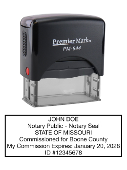 Missouri Notary Rubber Stamp - Complies to Missouri notary requirements. Premium Quality and thousands of initial impressions. Quick Production!