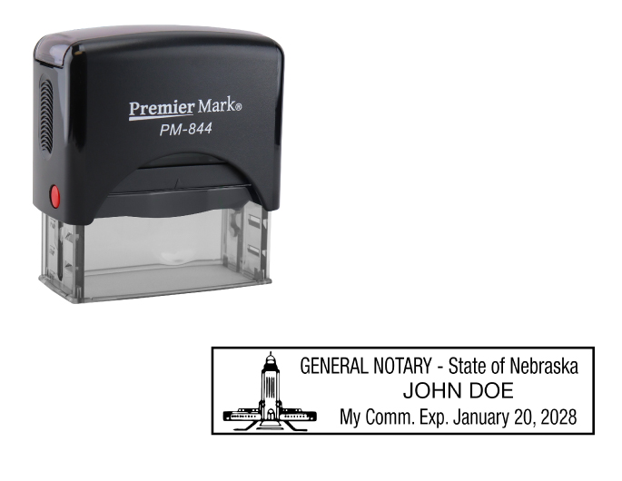 Nebraska Notary Rubber Stamp - Complies to Nebraska notary requirements. Premium Quality and thousands of initial impressions. Quick Production!
