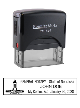 Nebraska Notary Rubber Stamp - Complies to Nebraska notary requirements. Premium Quality and thousands of initial impressions. Quick Production!