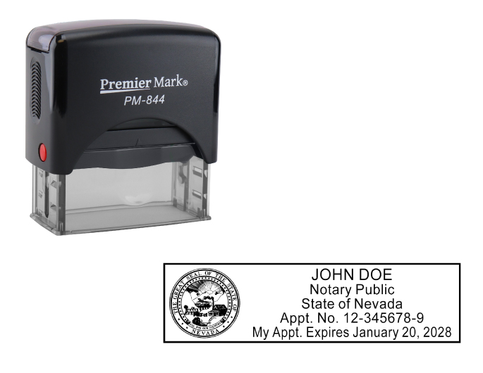 Nevada Notary Rubber Stamp - Complies to Nevada notary requirements. Premium Quality and thousands of initial impressions. Quick Production!