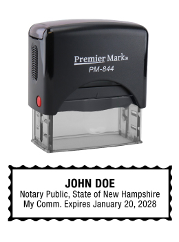 New Hampshire Notary Rubber Stamp - Complies to New Hampshire notary requirements. Premium Quality and thousands of initial impressions. Quick Production!