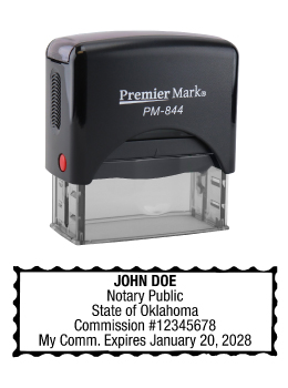 Oklahoma Notary Rubber Stamp - Complies to Oklahoma notary requirements. Premium Quality and thousands of initial impressions. Quick Production!