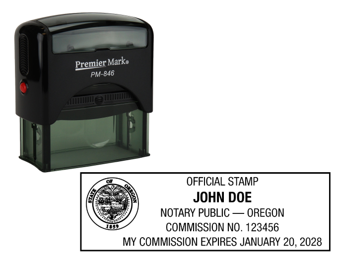 Oregon Notary Rubber Stamp - Complies to Oregon notary requirements. Premium Quality and thousands of initial impressions. Quick Production!