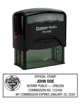 Oregon Notary Rubber Stamp - Complies to Oregon notary requirements. Premium Quality and thousands of initial impressions. Quick Production!