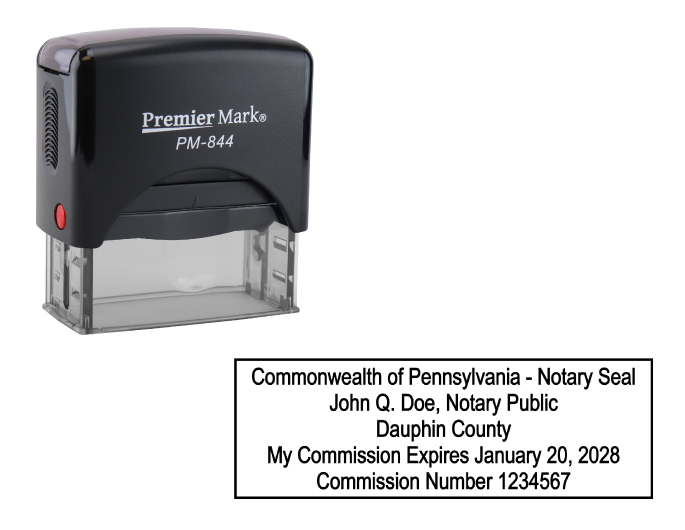 Pennsylvania Notary Rubber Stamp - Complies to Pennsylvania notary requirements. Premium Quality and thousands of initial impressions. Quick Production!