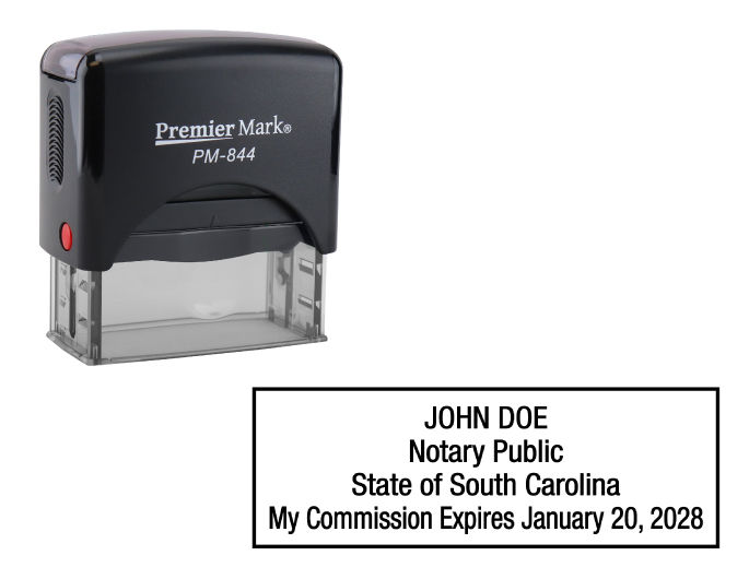 South Carolina Notary Rubber Stamp - Complies to South Carolina notary requirements. Premium Quality and thousands of initial impressions. Quick Production!