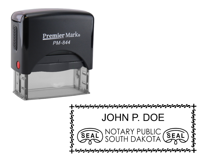 South Dakota Notary Rubber Stamp - Complies to South Dakota notary requirements. Premium Quality and thousands of initial impressions. Quick Production!