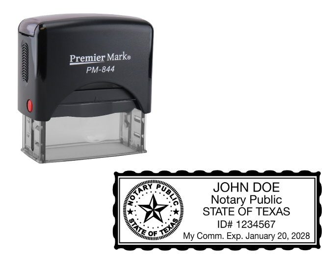 Texas Notary Rubber Stamp - Complies to Texas notary requirements. Premium Quality and thousands of initial impressions. Quick Production!