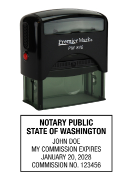 Washington Notary Rubber Stamp - Complies to Washington notary requirements. Premium Quality and thousands of initial impressions. Quick Production!