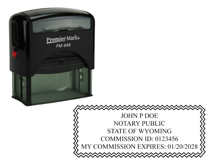 Wyoming Notary Rubber Stamp - Complies to Wyoming notary requirements. Premium Quality and thousands of initial impressions. Quick Production!