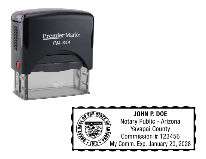 Arizona Notary Rubber Stamp - Complies to Arizona notary requirements. Premium Quality and thousands of initial impressions. Quick Production!