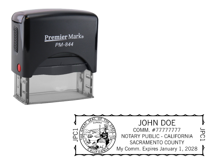California Notary Rubber Stamp - Complies to California notary requirements. Premium Quality and thousands of initial impressions. Quick Production!