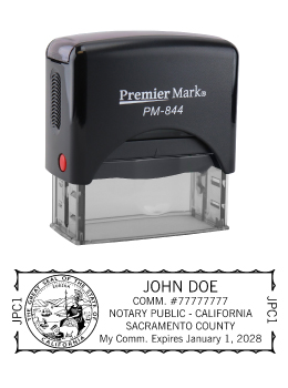 California Notary Rubber Stamp - Complies to California notary requirements. Premium Quality and thousands of initial impressions. Quick Production!