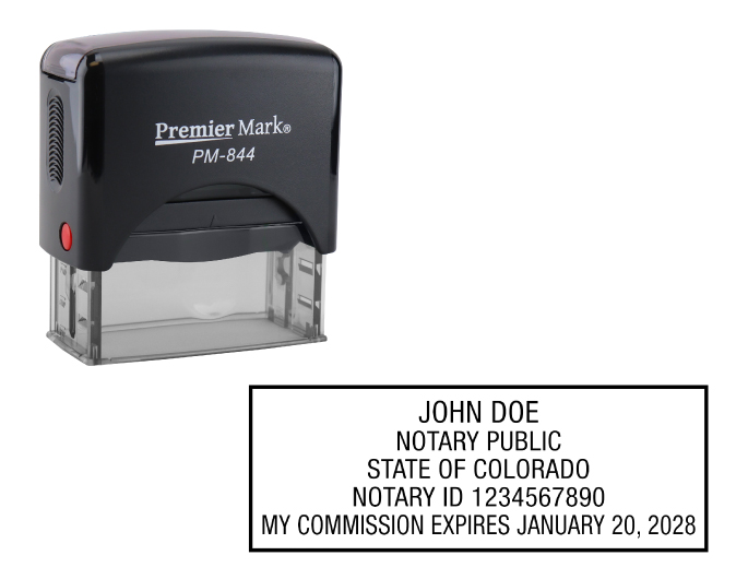 Colorado Notary Rubber Stamp - Complies to Colorado notary requirements. Premium Quality and thousands of initial impressions. Quick Production!