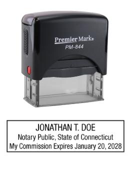 Connecticut Notary Rubber Stamp - Complies to Connecticut notary requirements. Premium Quality and thousands of initial impressions. Quick Production!