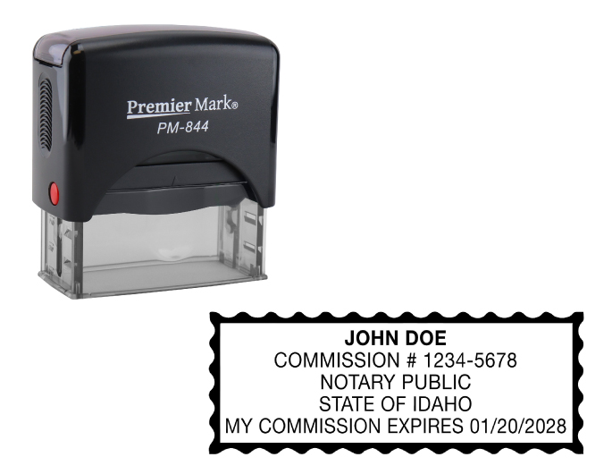 Idaho Notary Rubber Stamp - Complies to Idaho notary requirements. Premium Quality and thousands of initial impressions. Quick Production!