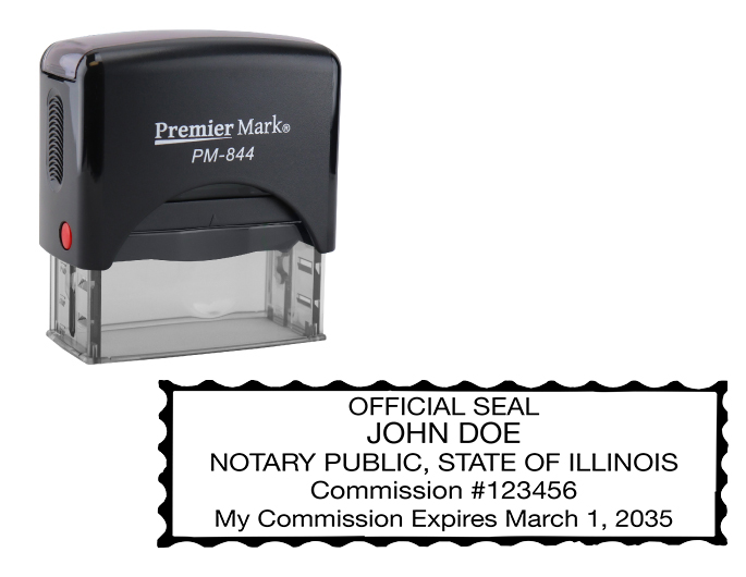 Illinois Notary Rubber Stamp - Complies to Illinois notary requirements. Premium Quality and thousands of initial impressions. Quick Production!