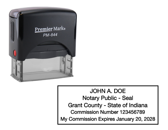 Indiana Notary Rubber Stamp - Complies to Indiana notary requirements. Premium Quality and thousands of initial impressions. Quick Production!