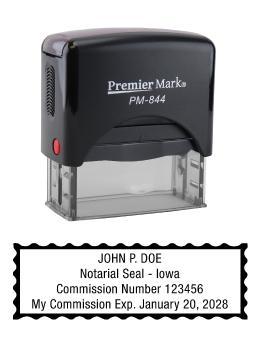 Iowa Notary Rubber Stamp - Complies to Iowa notary requirements. Premium Quality and thousands of initial impressions. Quick Production!