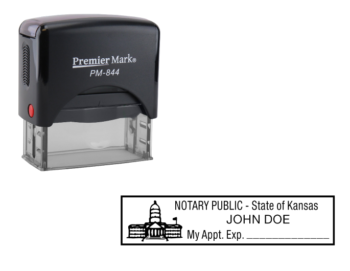 Kansas Notary Rubber Stamp - Complies to Kansas notary requirements. Premium Quality and thousands of initial impressions. Quick Production!