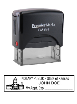 Kansas Notary Rubber Stamp - Complies to Kansas notary requirements. Premium Quality and thousands of initial impressions. Quick Production!