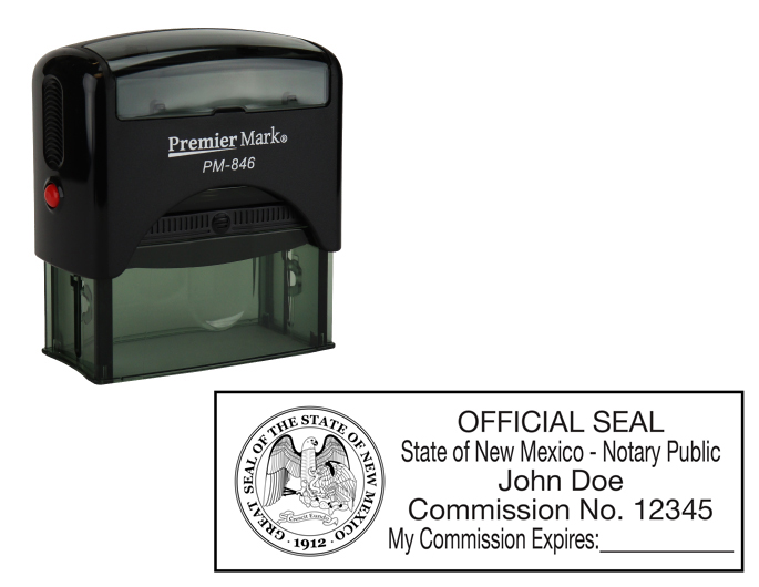 New Mexico Notary Rubber Stamp - Complies to New Mexico notary requirements. Premium Quality and thousands of initial impressions. Quick Production!