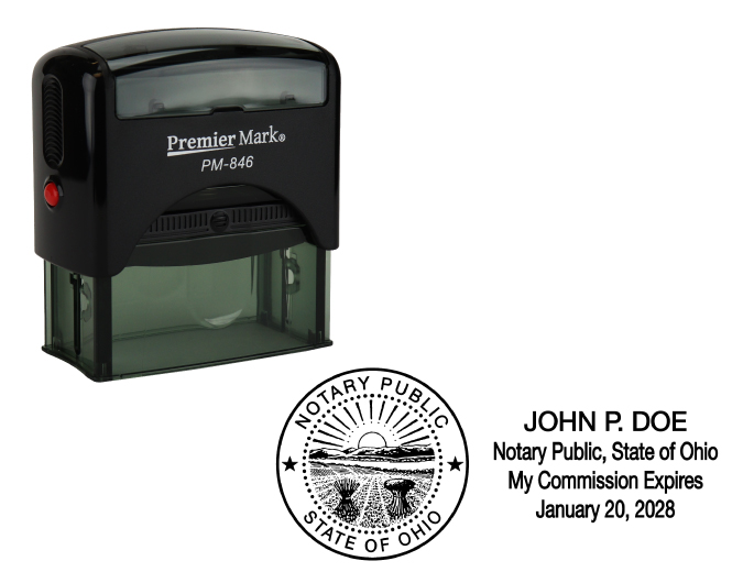 Ohio Notary Rubber Stamp - Complies to Ohio notary requirements. Premium Quality and thousands of initial impressions. Quick Production!