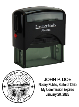 Ohio Notary Rubber Stamp - Complies to Ohio notary requirements. Premium Quality and thousands of initial impressions. Quick Production!