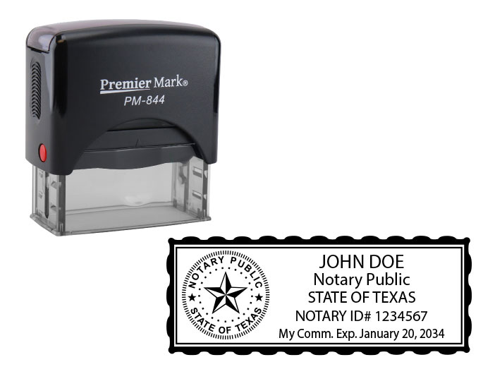 Texas Notary Rubber Stamp - Complies to Texas notary requirements. Premium Quality and thousands of initial impressions. Quick Production!