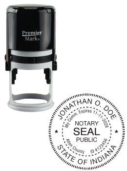 Indiana Notary Rubber Stamp - Complies to Indiana notary requirements. Premium Quality and thousands of initial impressions. Quick Production!