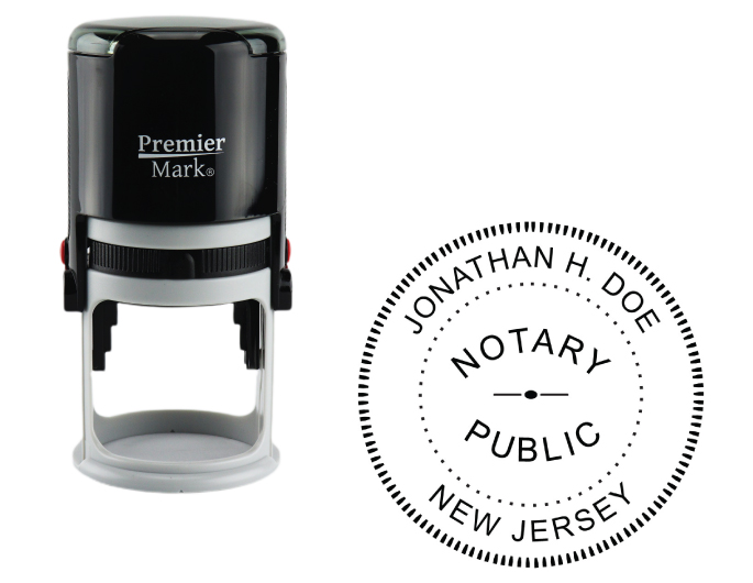 New Jersey Notary Rubber Stamp - Complies to New Jersey notary requirements. Premium Quality and thousands of initial impressions. Quick Production!