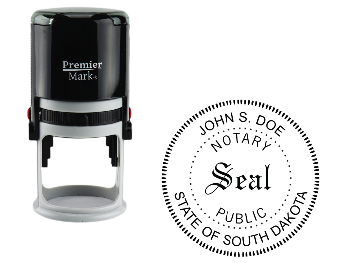 South Dakota Notary Rubber Stamp - Complies to South Dakota notary requirements. Premium Quality and thousands of initial impressions. Quick Production!