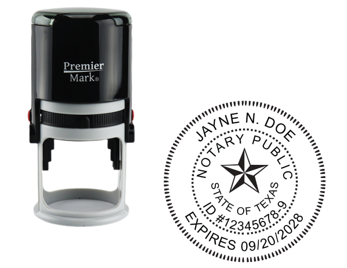 Texas Notary Rubber Stamp - Complies to Texas notary requirements. Premium Quality and thousands of initial impressions. Quick Production!
