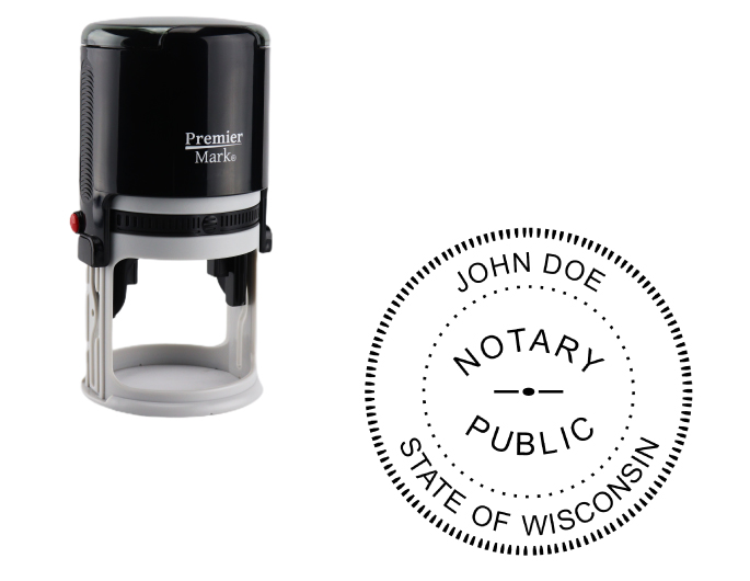 Wisconsin Notary Rubber Stamp - Complies to Wisconsin notary requirements. Premium Quality and thousands of initial impressions. Quick Production!