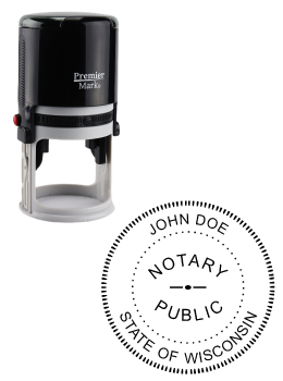 Wisconsin Notary Rubber Stamp - Complies to Wisconsin notary requirements. Premium Quality and thousands of initial impressions. Quick Production!