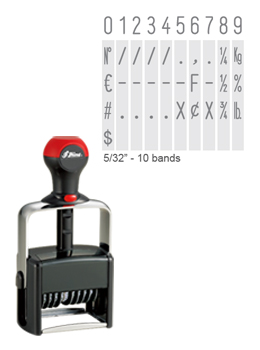 The Shiny H-64410 is a 10-band numberer with 5/32" tall characters. Bands come with 0-9 numbers and special symbols.