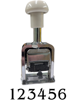 6-Wheel economy numbering machine, Roman font. 6 number wheels with 1/5" character height.