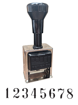 Reiner 320, 8-Wheel Numbering Machine, Roman Font. Sturdy, heavy-duty metal frame.