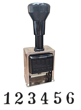 Reiner B-600, 6-Wheel Numbering Machine, Roman Font (Economy). Fast, reliable numbering machine for normal office use.