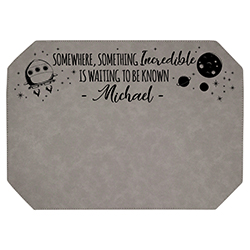 Create a unique learning zone with a one-of-a-kind learning mat.  These customized mats are laser engraved with your child's name.  Learning mats are synthetic leather (leatherette) and are available in many colors.