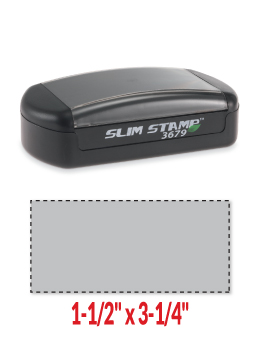 Slim 3679 pre-inked stamp.  Up to 8 lines of custom copy.  Stamp impression size is 1-1/2" x 3-1/4".  Chose from many ink colors.