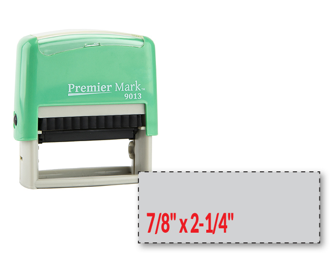 The #9013 is a small to medium sized self-inking stamp in a mint mount.