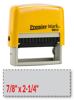 The #9013 is a small to medium sized self-inking stamp in a yellow mount.