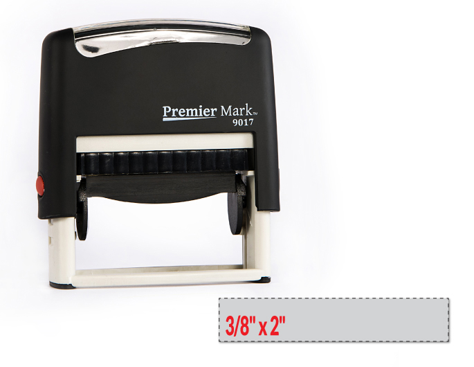 Premier Mark #9017 Self-Inking Stamp is a small but long sized stamp, perfect for a signature or pay to the order of stamp.