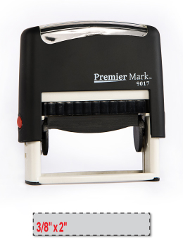 Premier Mark #9017 Self-Inking Stamp is a small but long sized stamp, perfect for a signature or pay to the order of stamp.