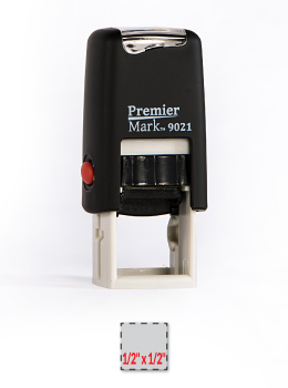 The Premier Mark 9021 is a square stamp, perfect for an inspection stamp, easy to re-ink. No additional charge for artwork.