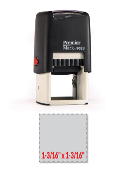 The Premier Mark 9023 is a medium-sized square stamp, easy to re-ink. No additional charge for artwork.