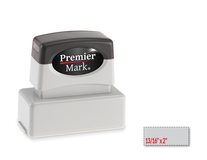 Premier Mark MaxLight XL2-115S pre-inked stamp. Impression size: 13/16" x 2-1/16". Up to 4 lines of copy with thousands of impressions, is re-inkable.